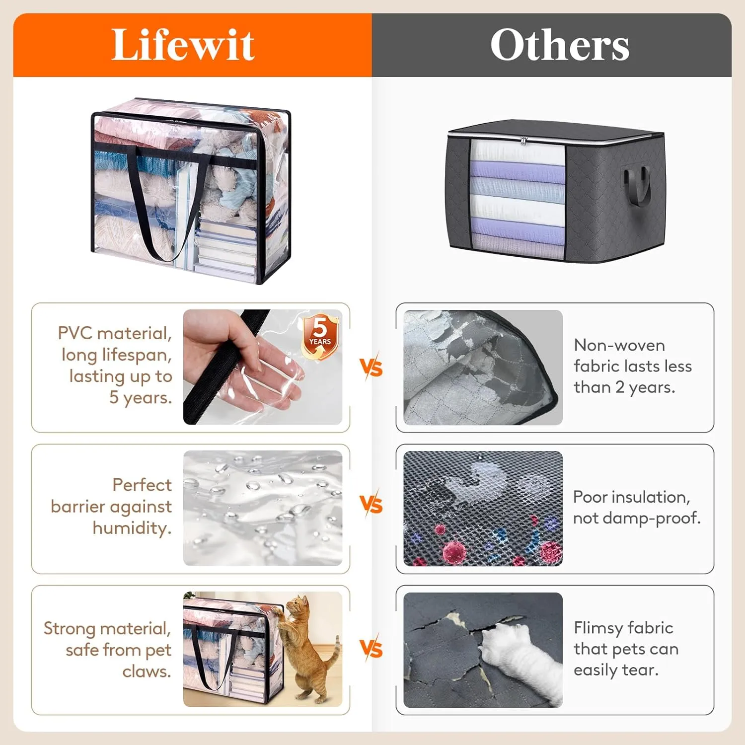 Lifewit 4 Pack Clear Clothes Storage Bags, 90L Plastic Blanket Storage Bag, Vinyl Foldable Moving Bags with Zipper，Closet Organizers and Storage Containers for Comforter, Bedding, Duvet, Pillow