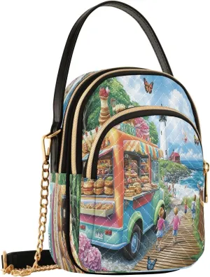 Lighthouse Burger Truck Crossbody Bags for Women Small Sling Cross Body Bag Fanny Packs Mini Wallet Phone Purse
