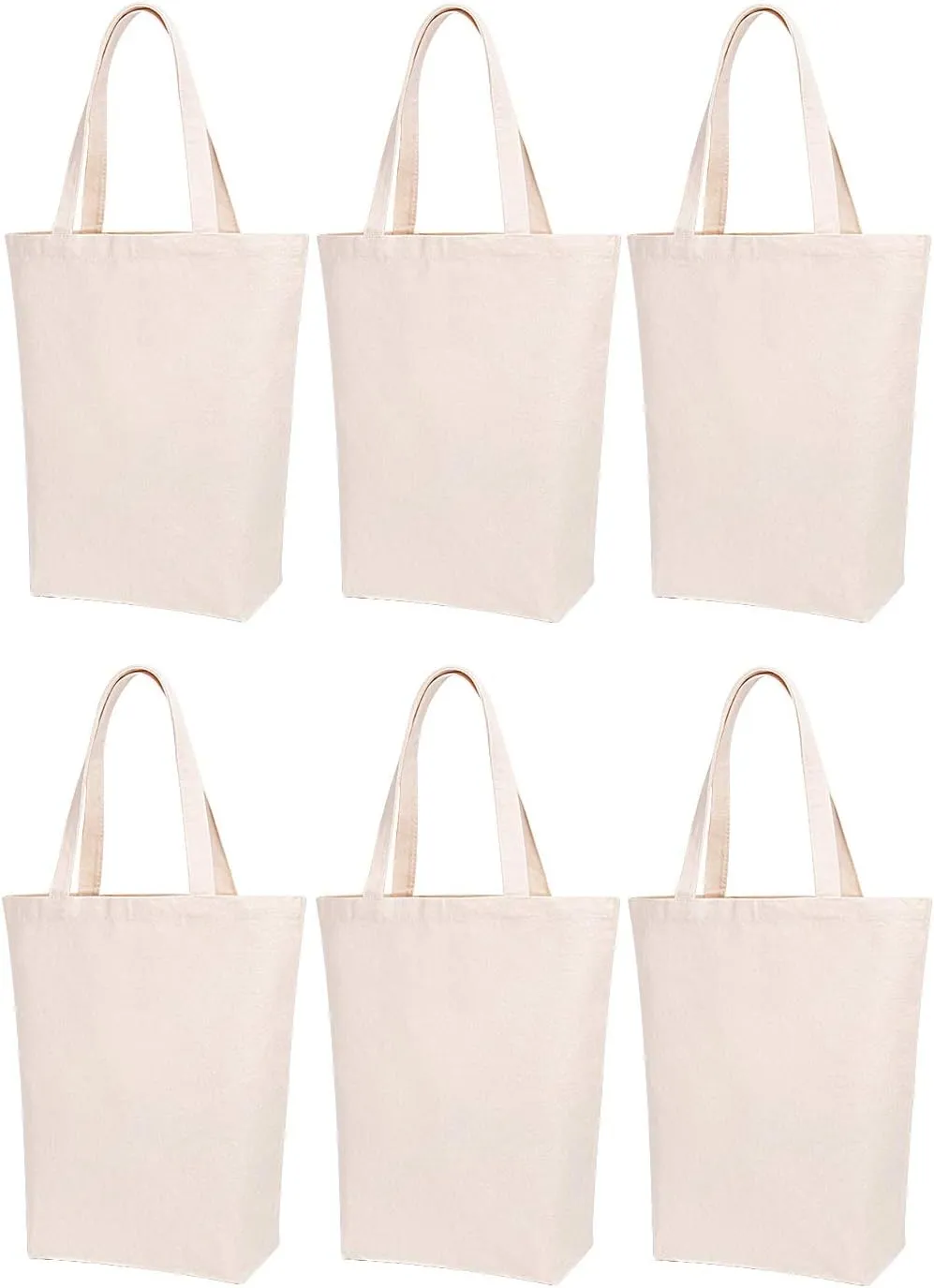 Lily queen Natural Canvas Tote Bags DIY for Crafting and Decorating Reusable Grocery Washable Bag Shopping Bag (Natural - 6 Pack)