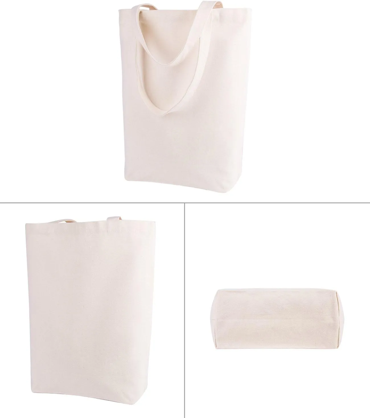 Lily queen Natural Canvas Tote Bags DIY for Crafting and Decorating Reusable Grocery Washable Bag Shopping Bag (Natural - 6 Pack)