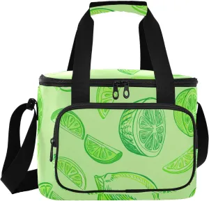 Lime Slice Green Insulated Cooler Bag for Women Men Leakproof 24 Can Camping Cooling Bag for Beach Work Road Trip
