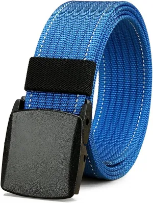 LionVII Belt for Men, Adjustable Belt with Plastic Buckle Breathable for Work Sports, Easy Trim to Fit 28-49" Waist