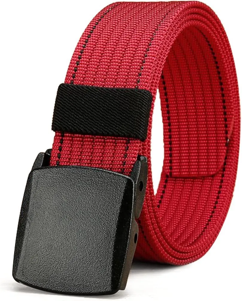 LionVII Belt for Men, Adjustable Belt with Plastic Buckle Breathable for Work Sports, Easy Trim to Fit 28-49" Waist