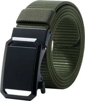 LionVII Ratchet Belts for Men - Fashion Belt Man Nylon Fabric 1 3/8" for Casual Jeans - Adjustable Trim to Fit 27-49" Waist