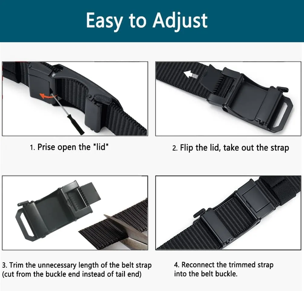 LionVII Ratchet Belts for Men - Fashion Belt Man Nylon Fabric 1 3/8" for Casual Jeans - Adjustable Trim to Fit 27-49" Waist