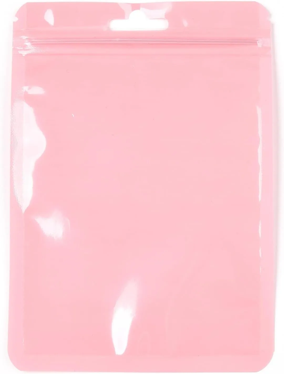 LiQunSweet 100 pcs 10x7.5 cm Macaron Pink Plastic Zip Lock Bags Small Holographic Resealable Foil Pouch for Small Business Travel Supplies Jewelry Storage