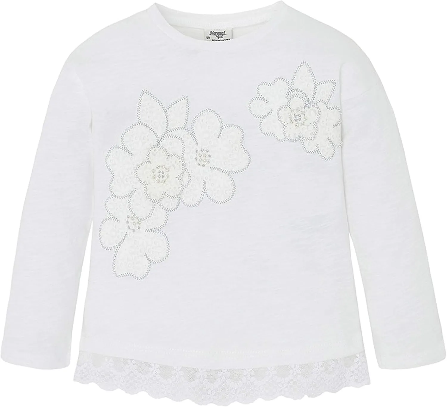 Little Girls 2T-9 Long-Sleeve 3-D Floral Embellished Knit Shirt/Top
