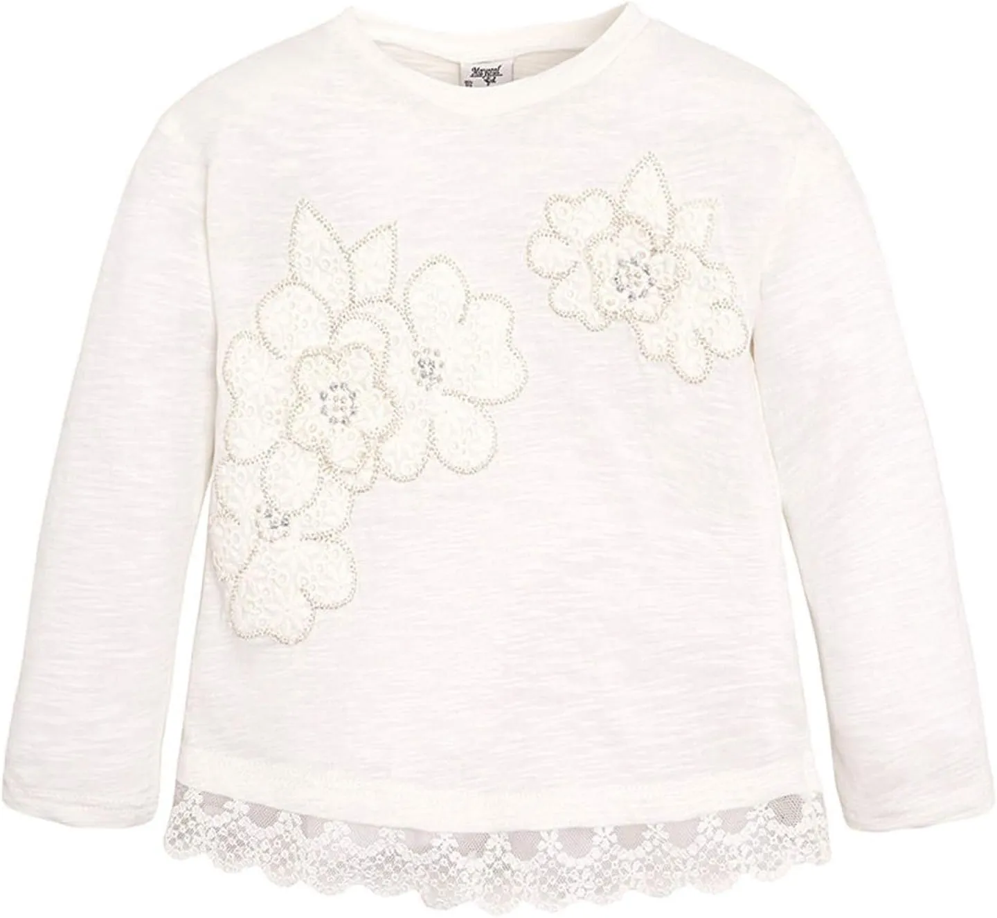 Little Girls 2T-9 Long-Sleeve 3-D Floral Embellished Knit Shirt/Top