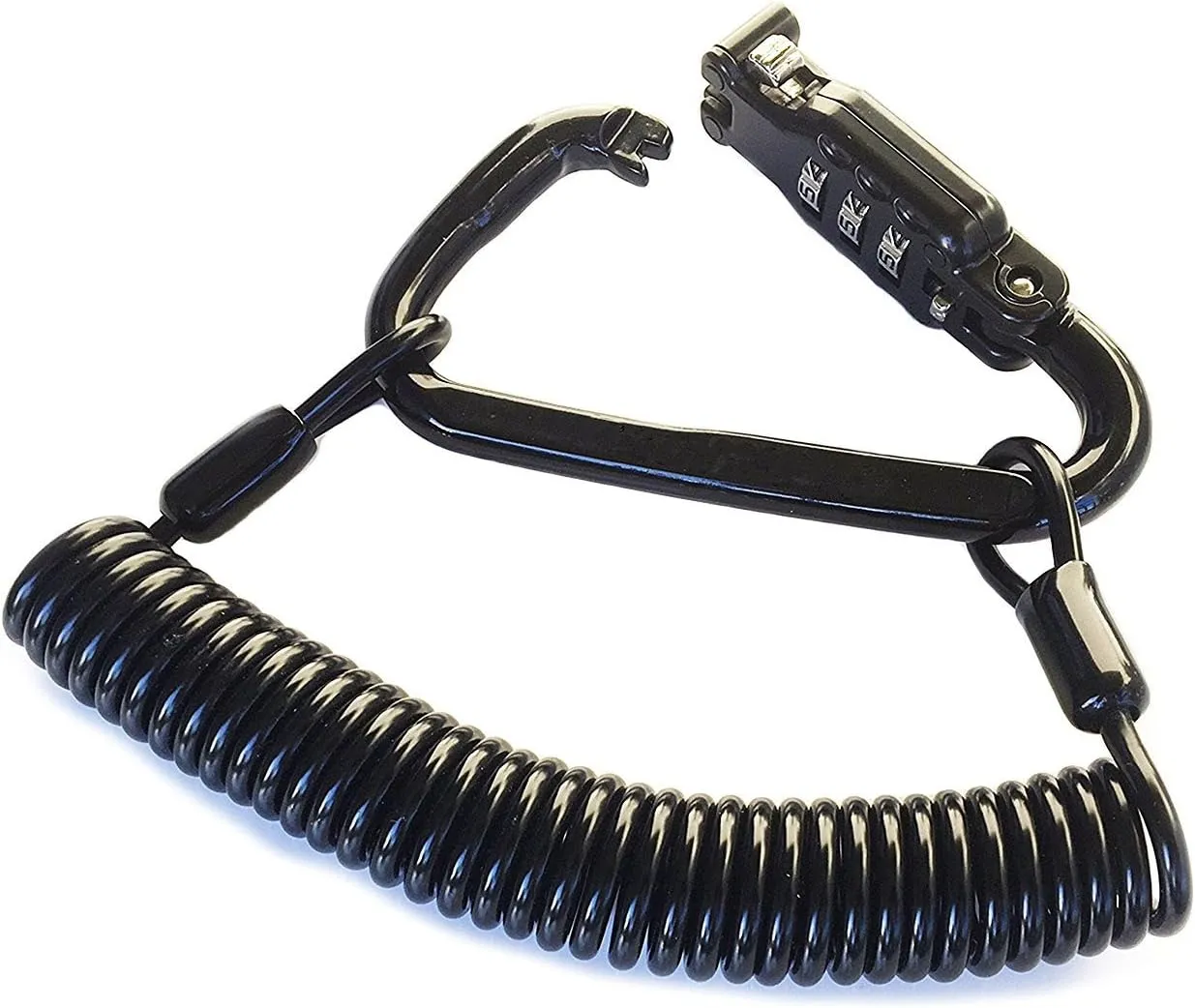 Little World Motorcycle Helmet Lock & Cable, Heavy Duty Universal Combination Lock Cable Caribeaner Lock Motorcycle Security PIN Locking Chain for Bike Helmet, Jacket, Cabinets & Luggage
