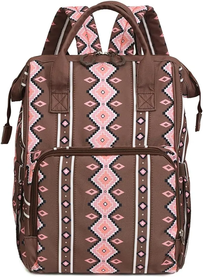 Lmbabter Diaper Bag Backpack for Women Bohemia style Multifunctional Diaper Bags, Large Capacity with Stroller Hooks Waterproof Baby Bags For Mama Maternity Travel Bag (Dark Brown)