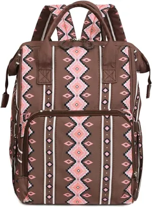 Lmbabter Diaper Bag Backpack for Women Bohemia style Multifunctional Diaper Bags, Large Capacity with Stroller Hooks Waterproof Baby Bags For Mama Maternity Travel Bag (Dark Brown)