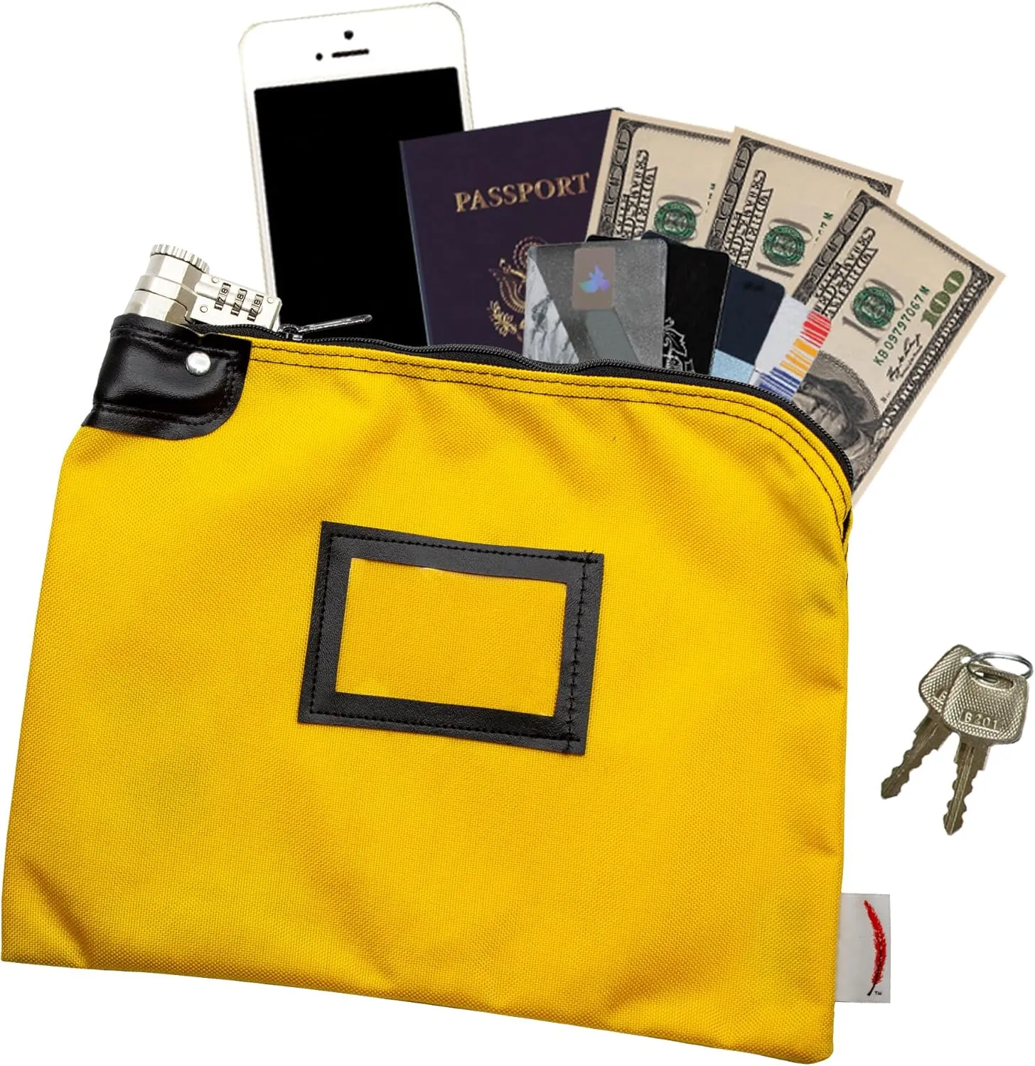 Locking Bank Bag, Water Repellent Denier Nylon, 9 x 12 Inch (Gold)