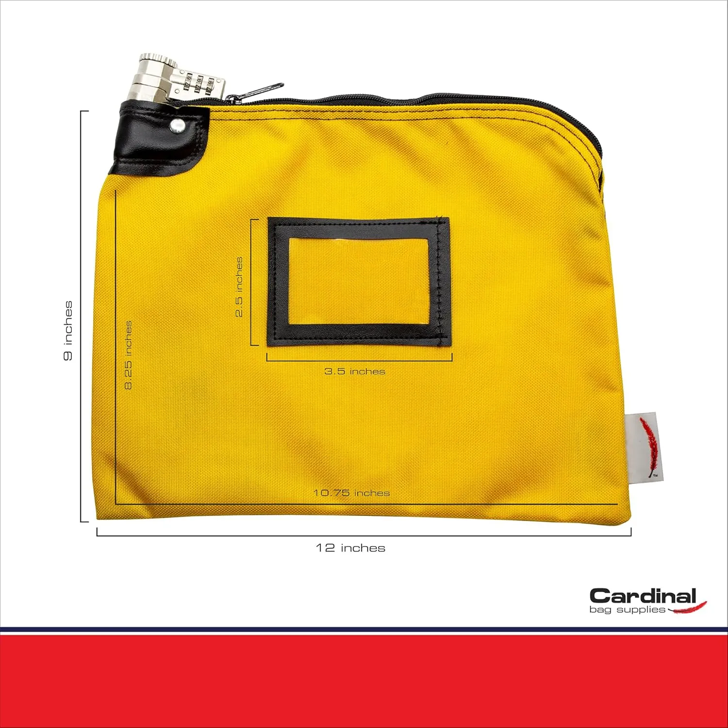 Locking Bank Bag, Water Repellent Denier Nylon, 9 x 12 Inch (Gold)