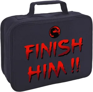LOGOVISION Mortal Kombat Klassic Finish Him Insulated Soft Sided Lunch Box - Reusable Lunch Bag For School Office Work, BPA Free, Navy