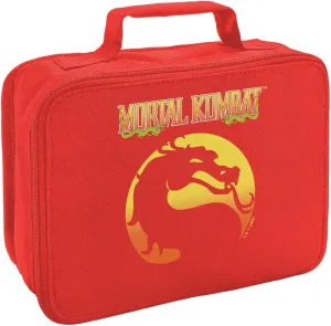 LOGOVISION Mortal Kombat Klassic Logo Orange Insulated Soft Sided Lunch Box - Reusable Lunch Bag For School Office Work, BPA Free, Red