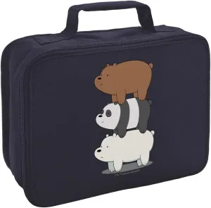 LOGOVISION We Bare Bears Bear Stack Insulated Soft Sided Lunch Box - Reusable Lunch Bag For School Office Work, BPA Free, Navy
