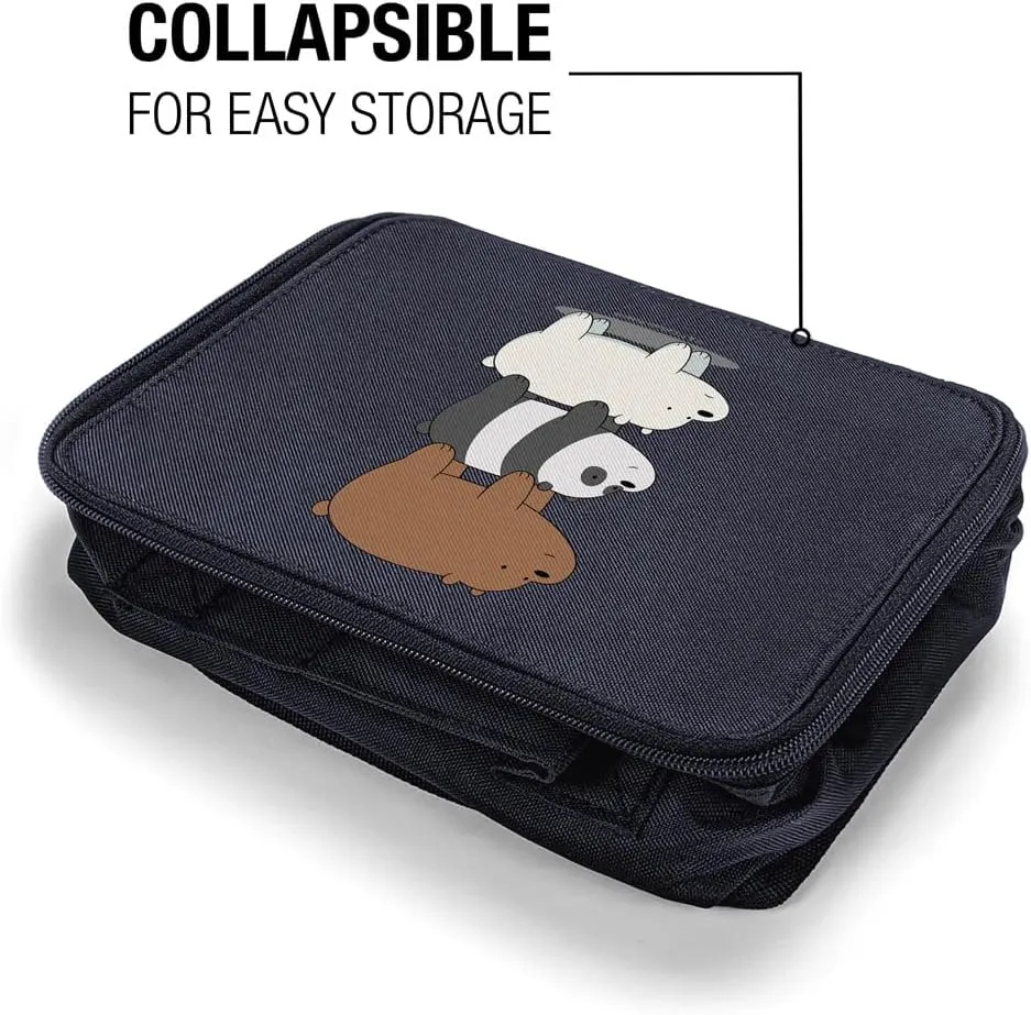 LOGOVISION We Bare Bears Bear Stack Insulated Soft Sided Lunch Box - Reusable Lunch Bag For School Office Work, BPA Free, Navy