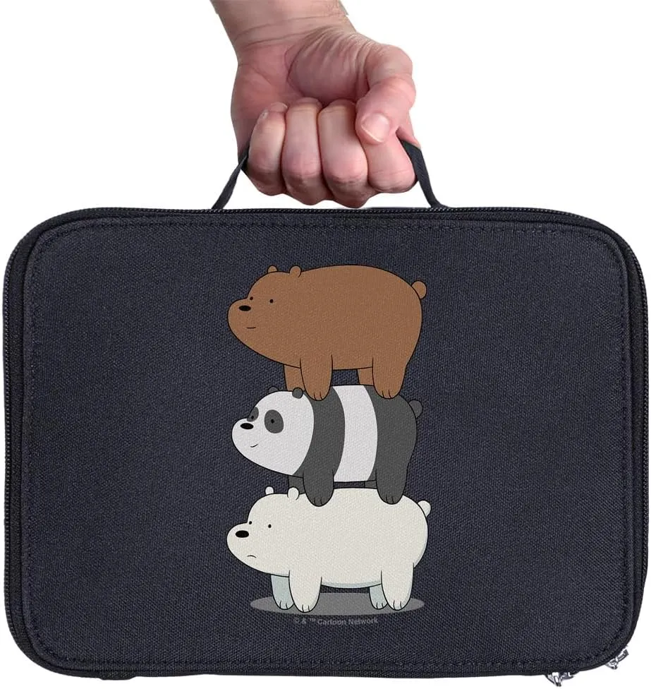LOGOVISION We Bare Bears Bear Stack Insulated Soft Sided Lunch Box - Reusable Lunch Bag For School Office Work, BPA Free, Navy