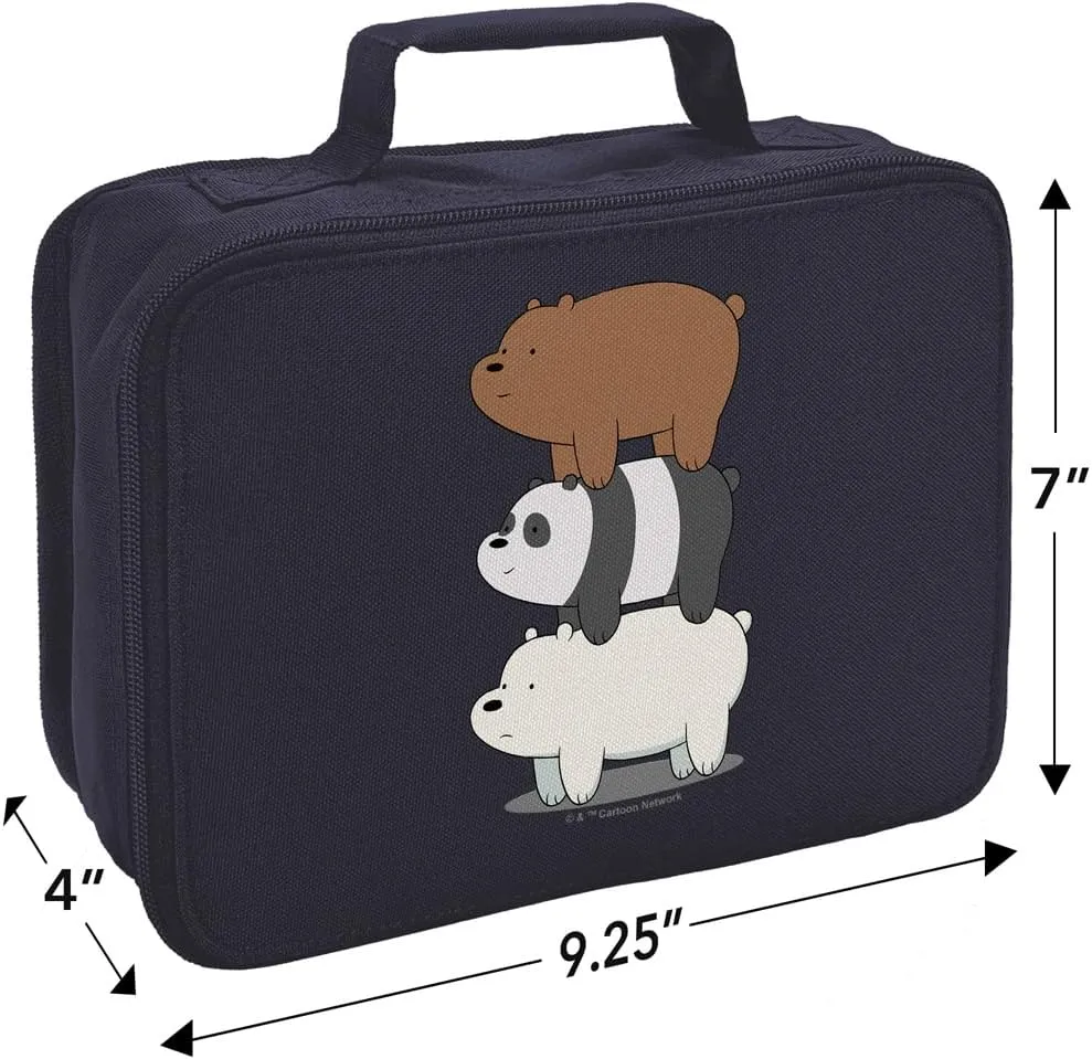 LOGOVISION We Bare Bears Bear Stack Insulated Soft Sided Lunch Box - Reusable Lunch Bag For School Office Work, BPA Free, Navy
