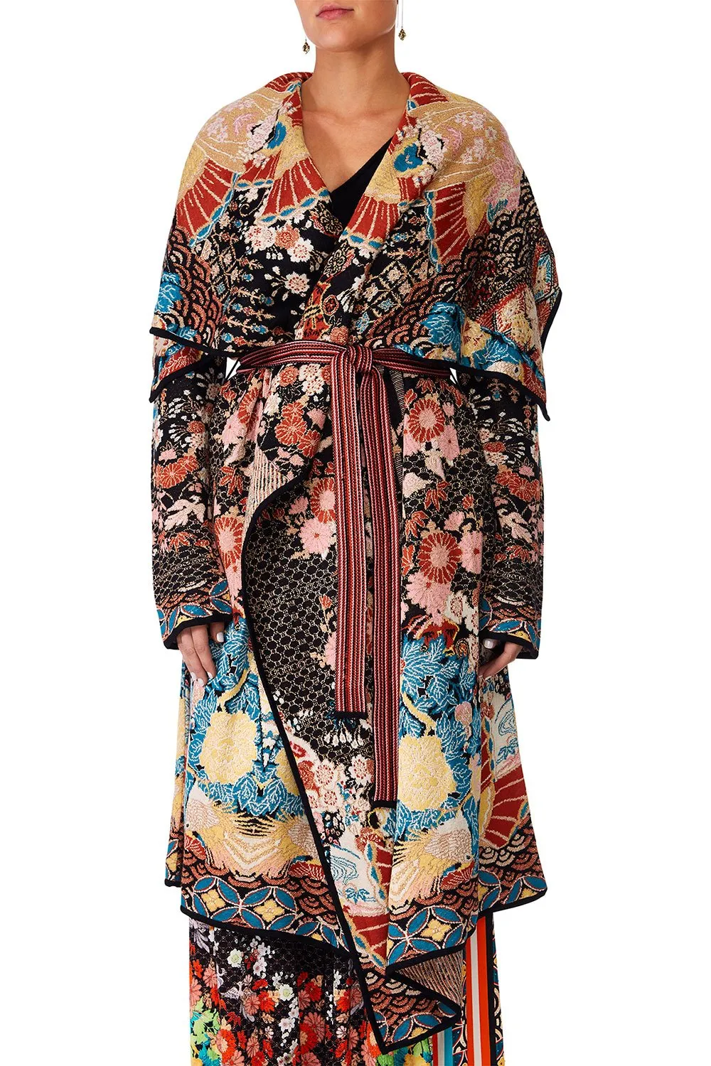 LONG JAQUARD CARDIGAN WITH TIE GALAXY GIRL