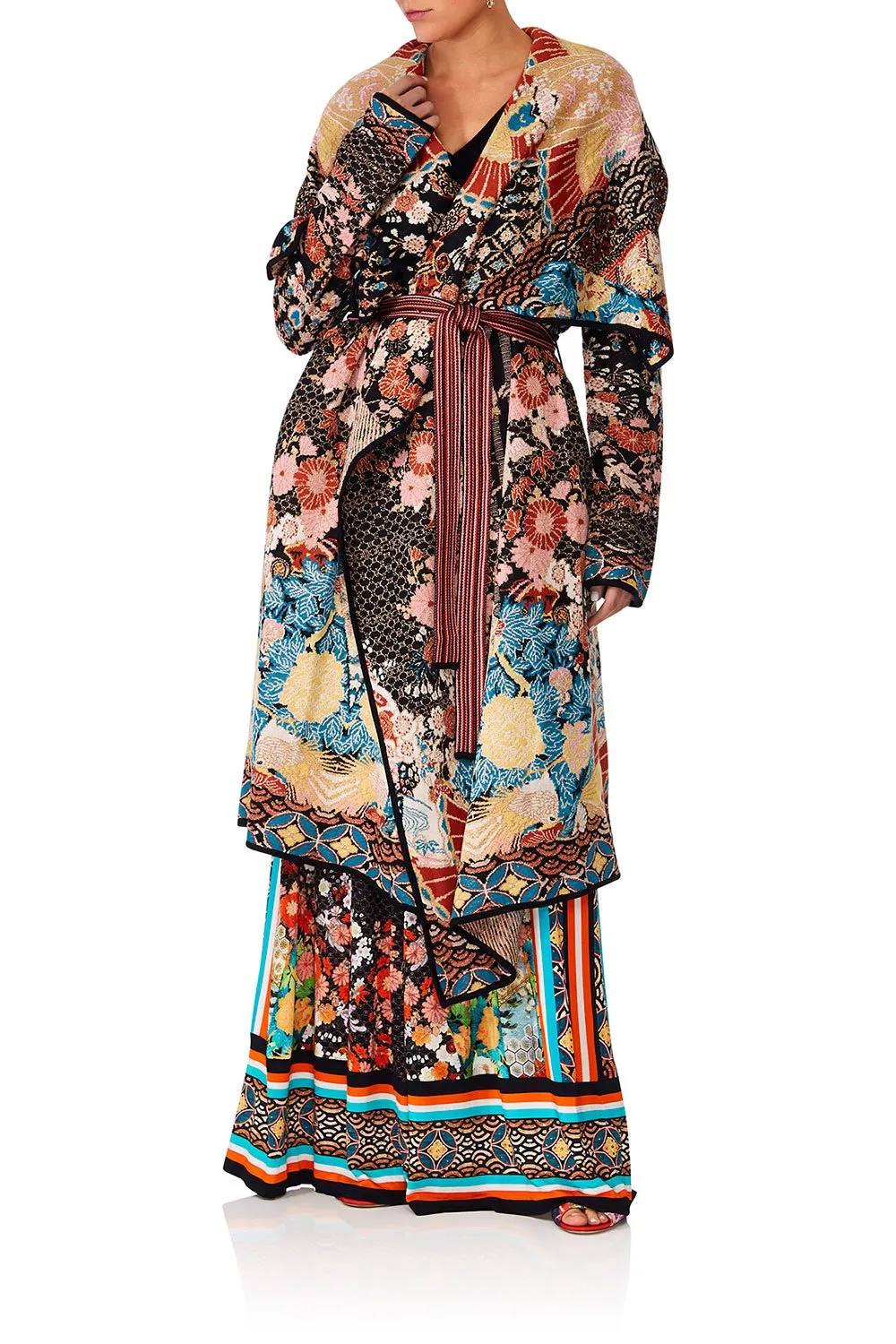 LONG JAQUARD CARDIGAN WITH TIE GALAXY GIRL