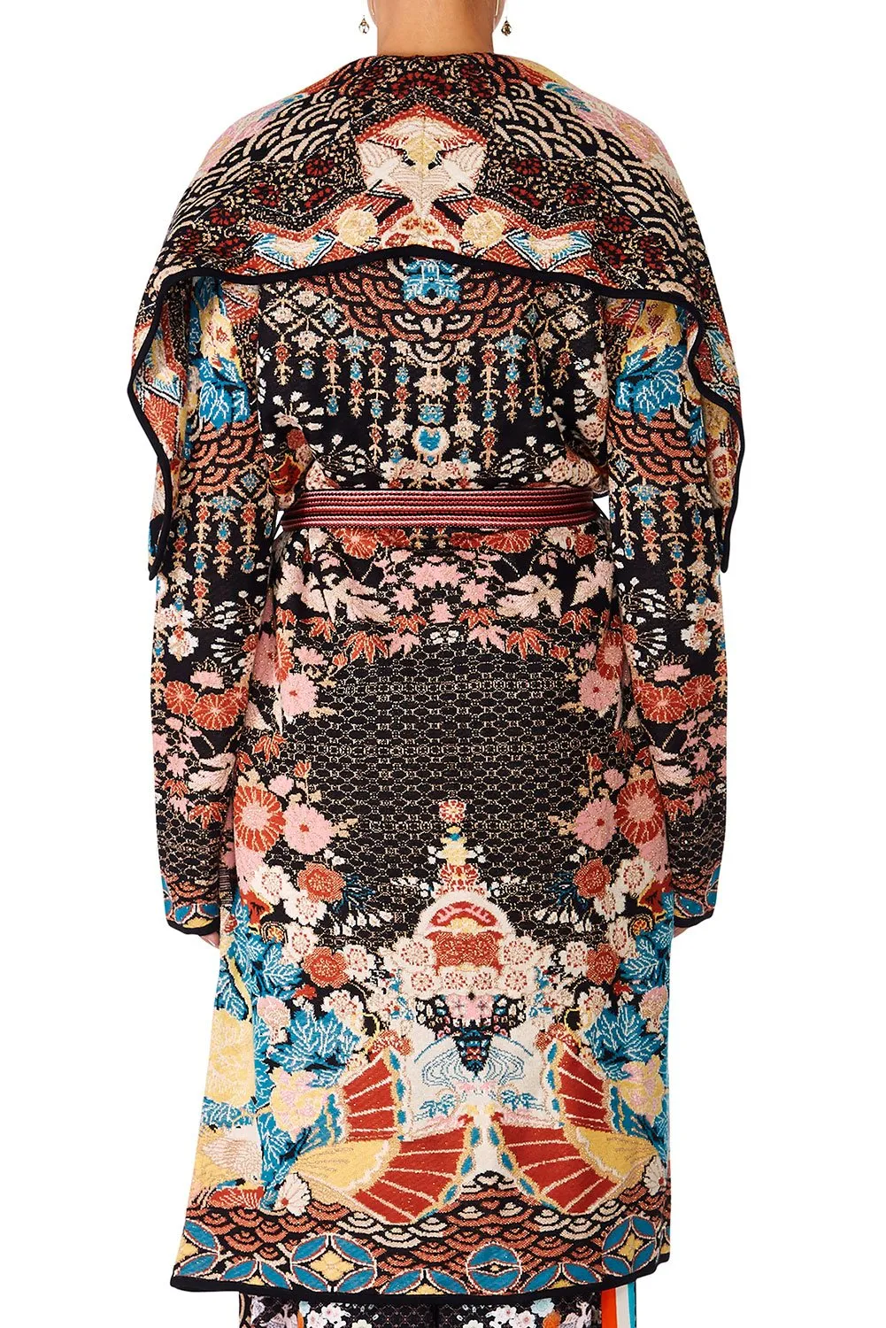 LONG JAQUARD CARDIGAN WITH TIE GALAXY GIRL
