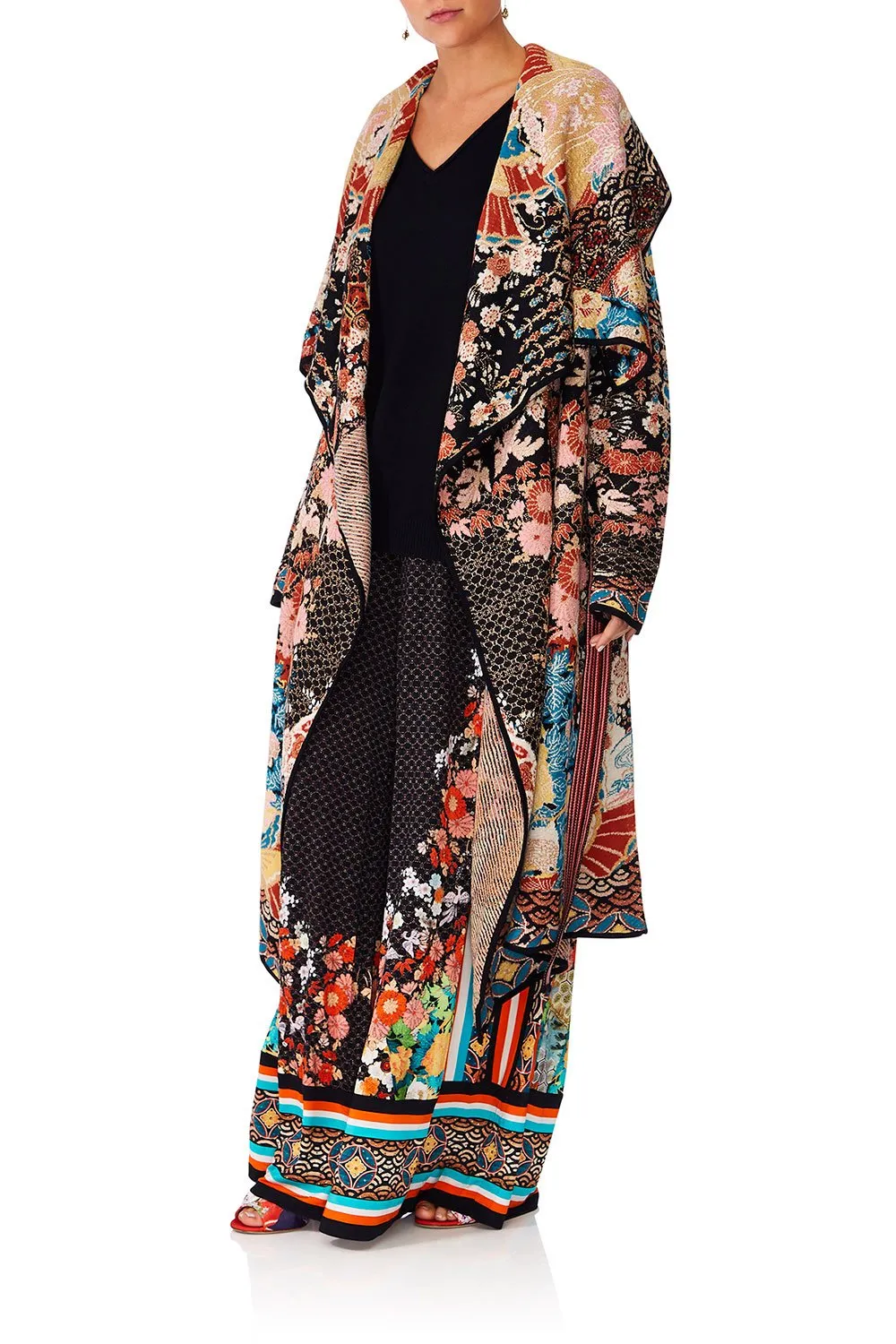 LONG JAQUARD CARDIGAN WITH TIE GALAXY GIRL