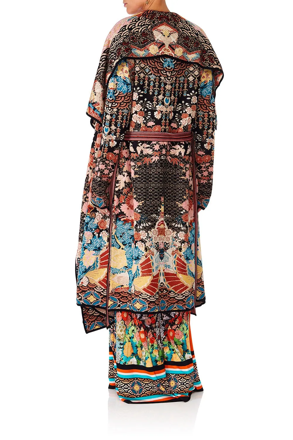 LONG JAQUARD CARDIGAN WITH TIE GALAXY GIRL