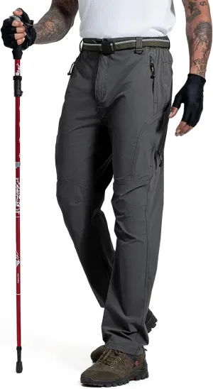 LONGBIDA Men's Hiking Pants Quick Dry Lightweight Waterproof Fishing Camping Cargo Work Pants with Belt