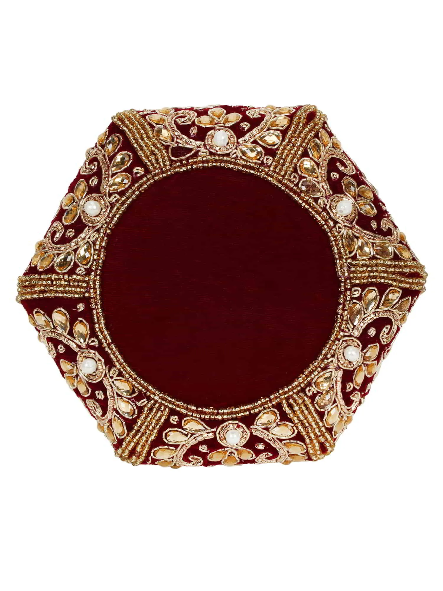 Lotus Embelished Velvet Potli