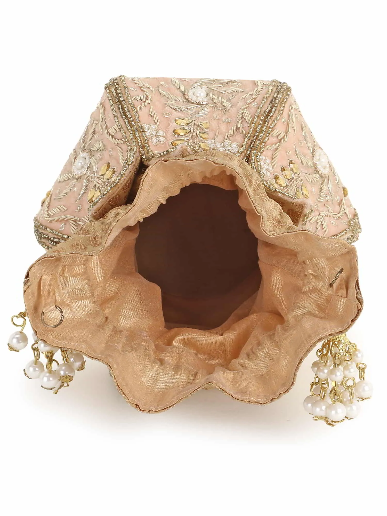 Lotus Embelished Velvet Potli