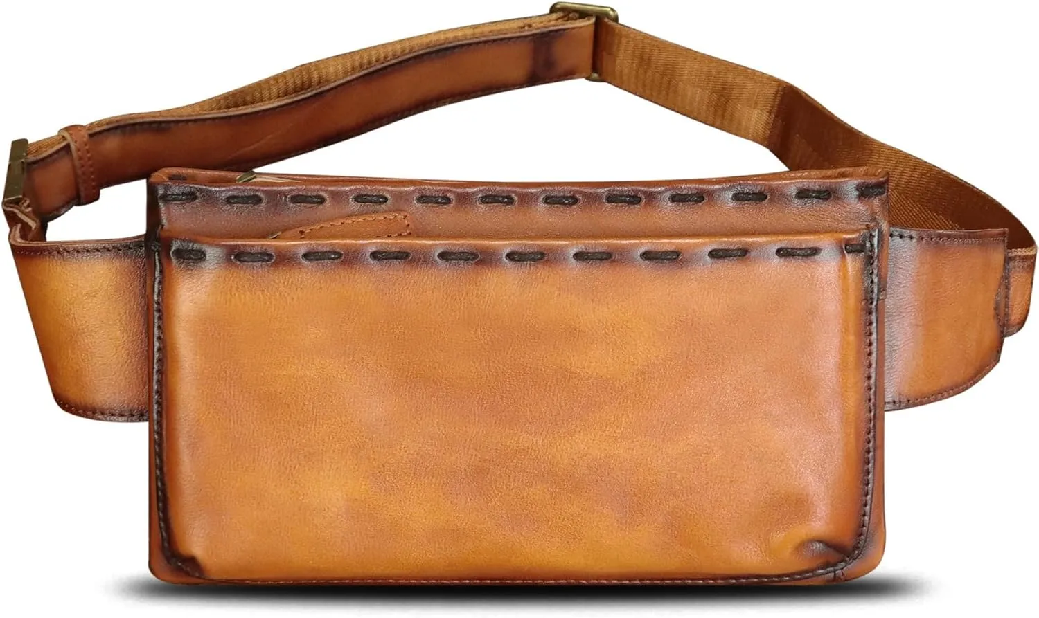 LRTO Genuine Leather Waist Bag Fanny Packs Hip Bag for Women and Men Real Leather Small Fanny Bag Sling Bag Crossbody Bags Chest Purses (Brown), LRTO-15006