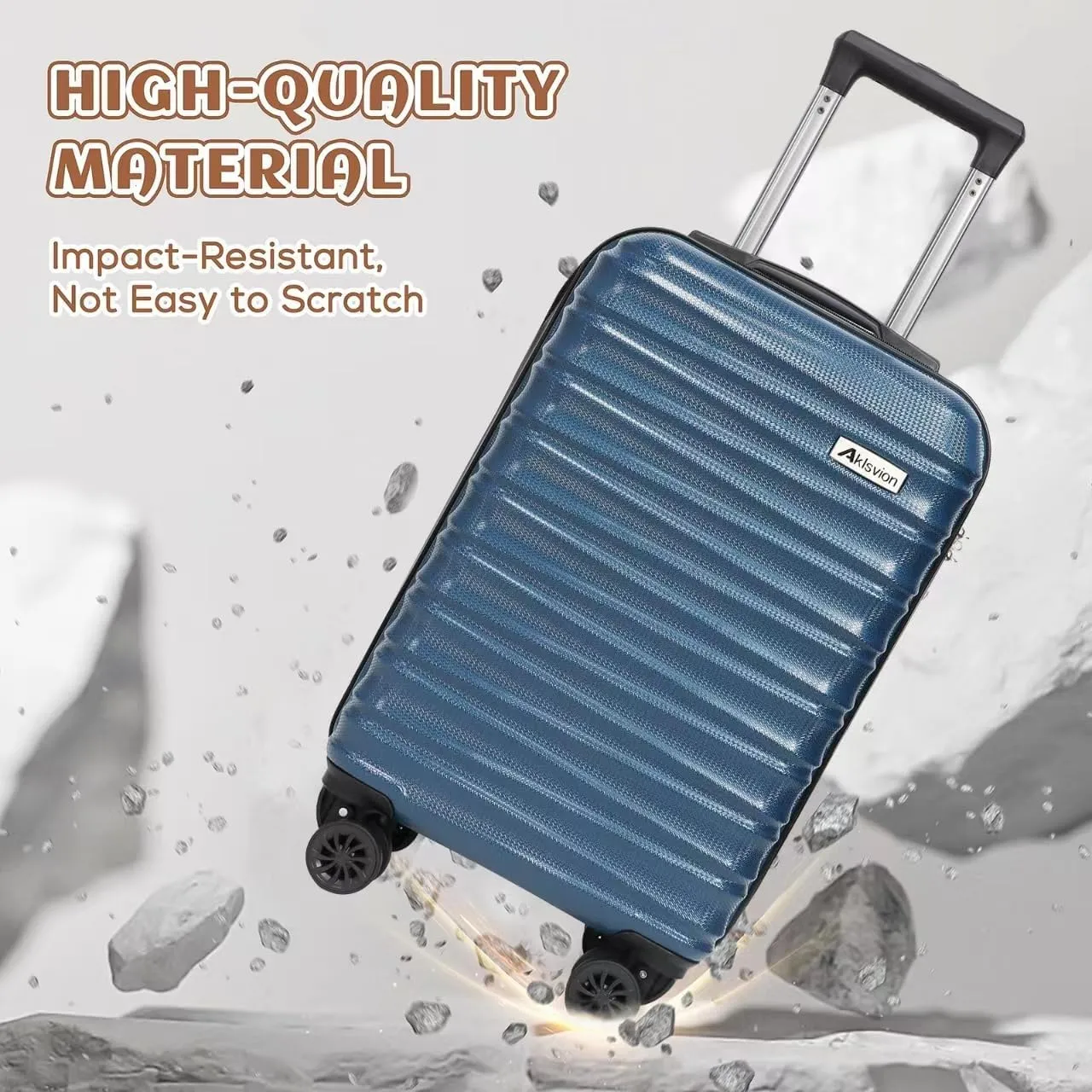 Luggage Set 3 Piece Luggage Set ABS hardshell Spinner Wheels Luggage Carry on Suitcase with Weekender bag & Toiletry bag(Navy)