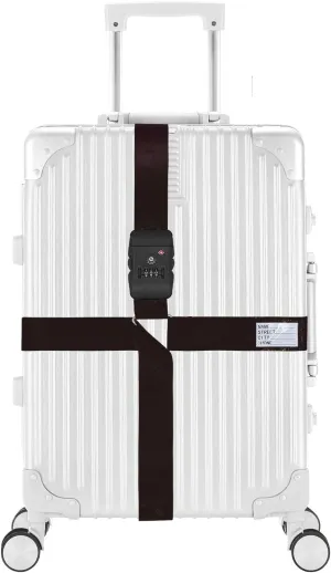 Luggage Strap Cross Luggage Strap Belt with TSA Certified Customs Lock Adjustable Non-Slip Suitcase Strap Travel Suitcase Belts for 20-34 inch Suitcase (Black)
