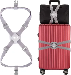 Luggage Strap, ZINZ High Elastic Suitcase Adjustable Belt Bag Bungees with Buckles and More Applications (Gray-001)