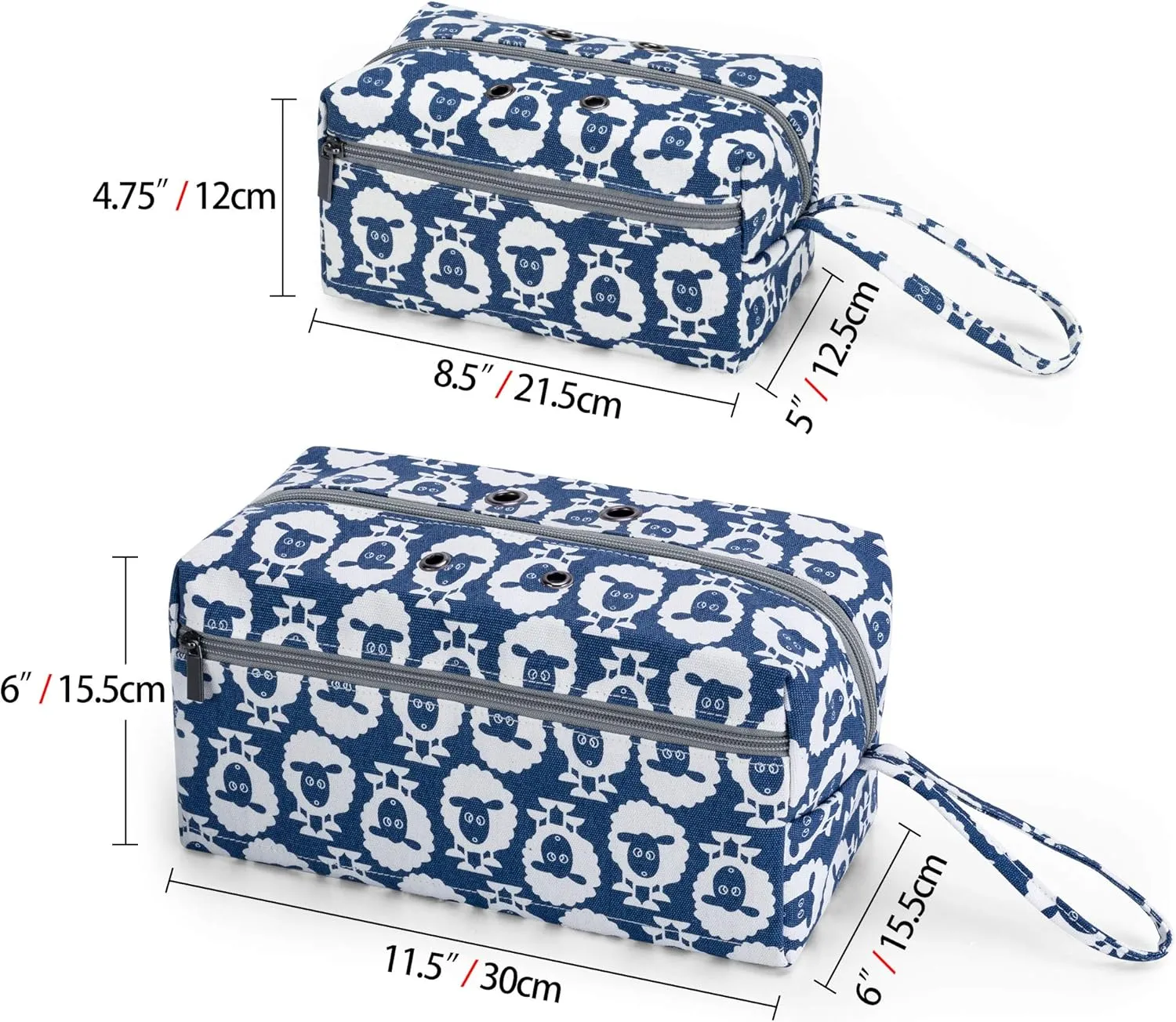 Luxja Small Yarn Storage Bag, Portable Knitting Bag for Yarn Skeins, Crochet Hooks, Knitting Needles (up to 8 Inches) and Other Small Accessories (Small, Sheep)