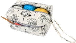 Luxja Small Yarn Storage Bag, Portable Knitting Bag for Yarn Skeins, Crochet Hooks, Knitting Needles (up to 8 Inches) and Other Small Accessories (Small, Trees)