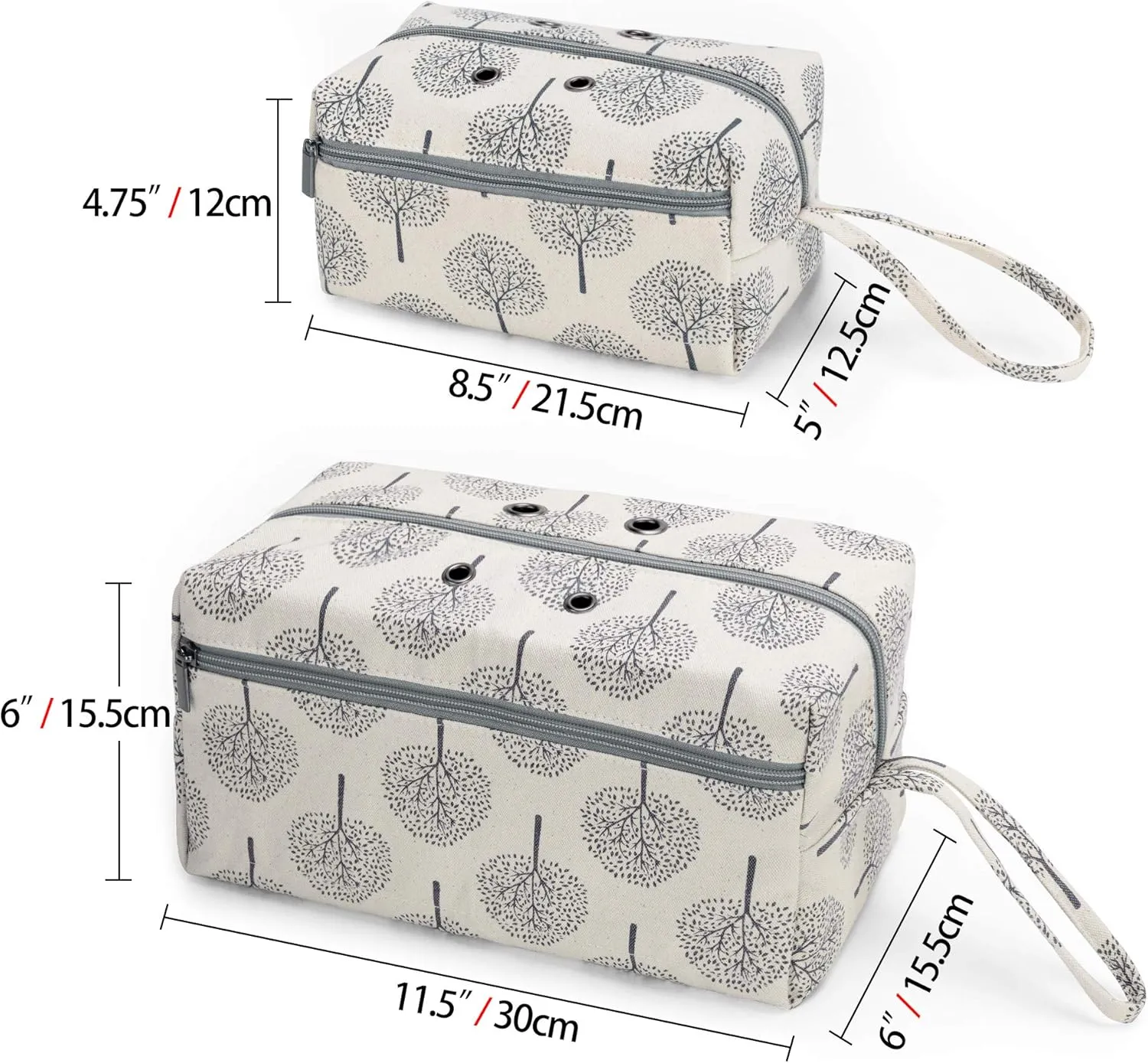 Luxja Small Yarn Storage Bag, Portable Knitting Bag for Yarn Skeins, Crochet Hooks, Knitting Needles (up to 8 Inches) and Other Small Accessories (Small, Trees)