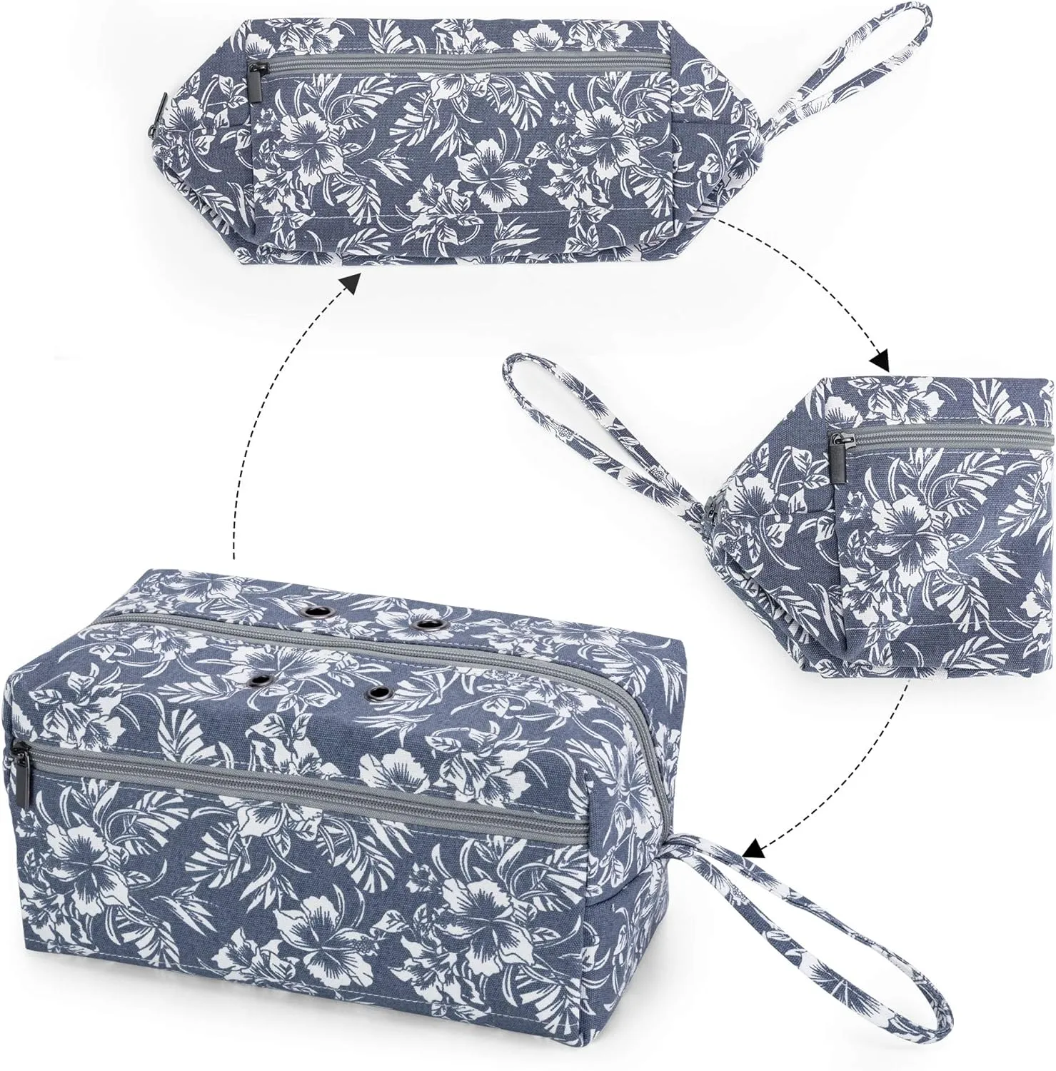 Luxja Yarn Storage Bag, Carrying Knitting Bag for Yarn Skeins, Crochet Hooks, Knitting Needles (up to 10 Inches) and Other Small Accessories (Large, Flowers)