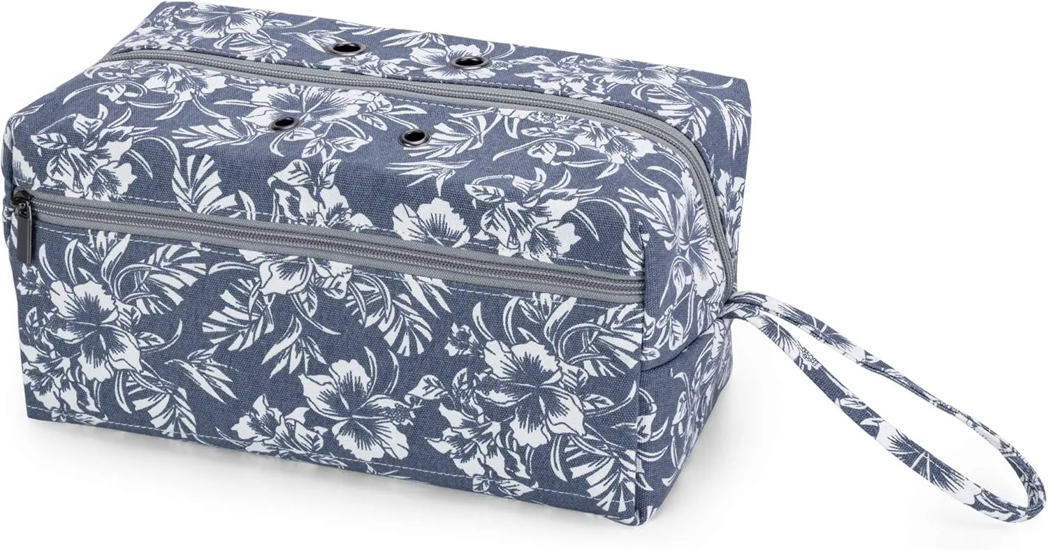 Luxja Yarn Storage Bag, Carrying Knitting Bag for Yarn Skeins, Crochet Hooks, Knitting Needles (up to 10 Inches) and Other Small Accessories (Large, Flowers)