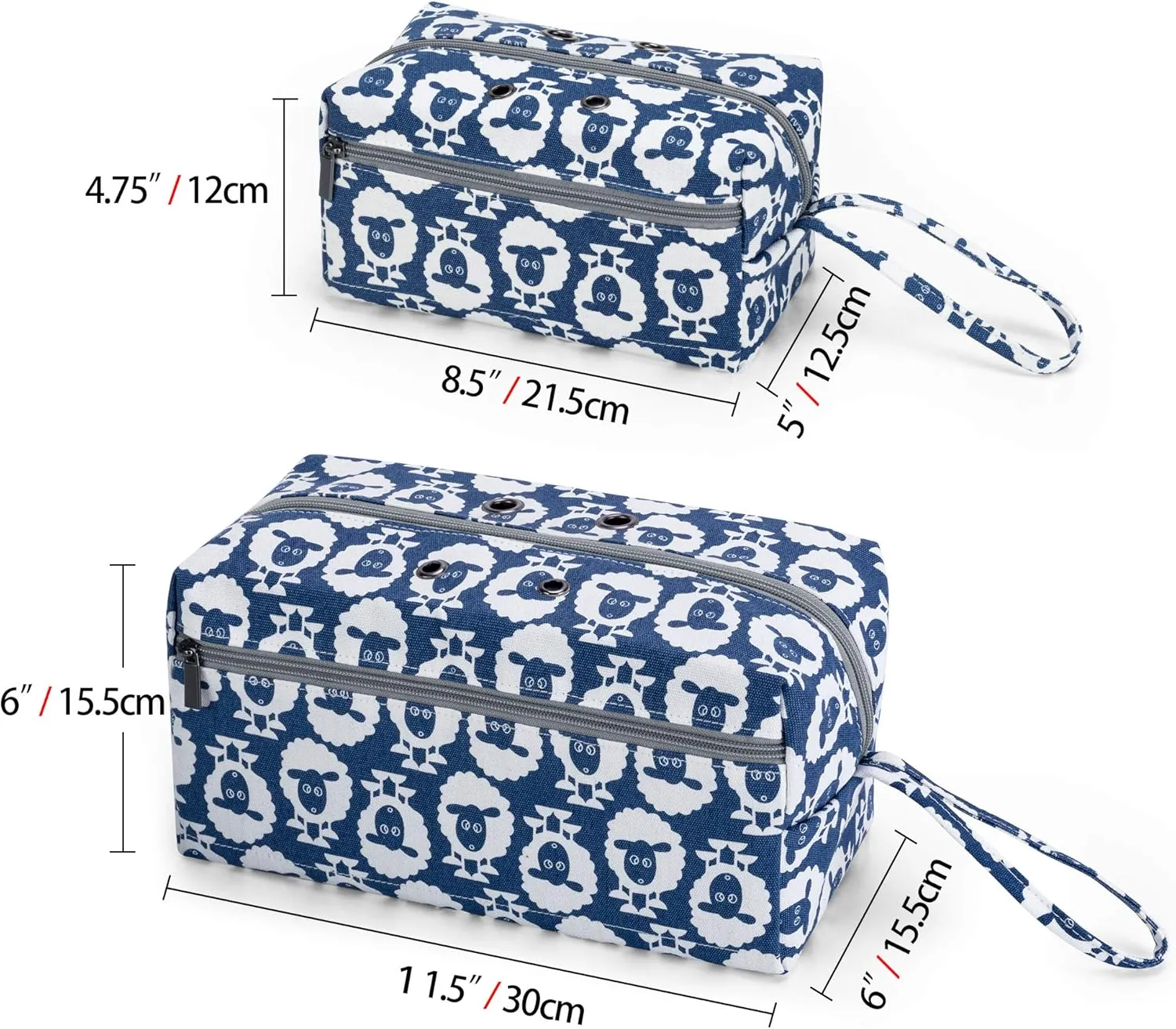 Luxja Yarn Storage Bag, Carrying Knitting Bag for Yarn Skeins, Crochet Hooks, Knitting Needles (up to 10 Inches) and Other Small Accessories (Large, Sheep)