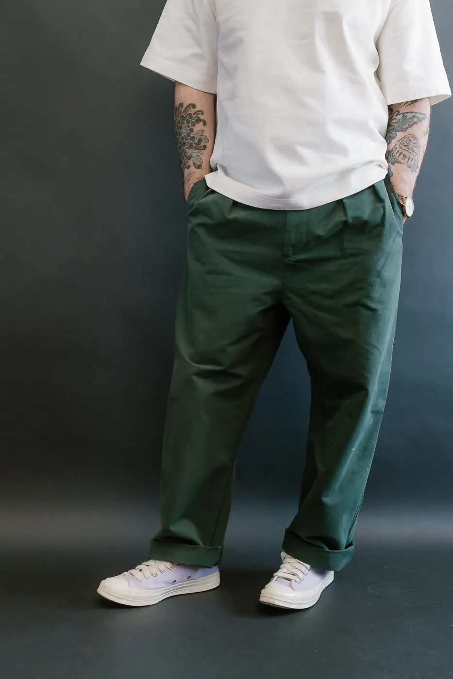 M-C-011 - Officer Chino Nebraska Cotton - Forest Green