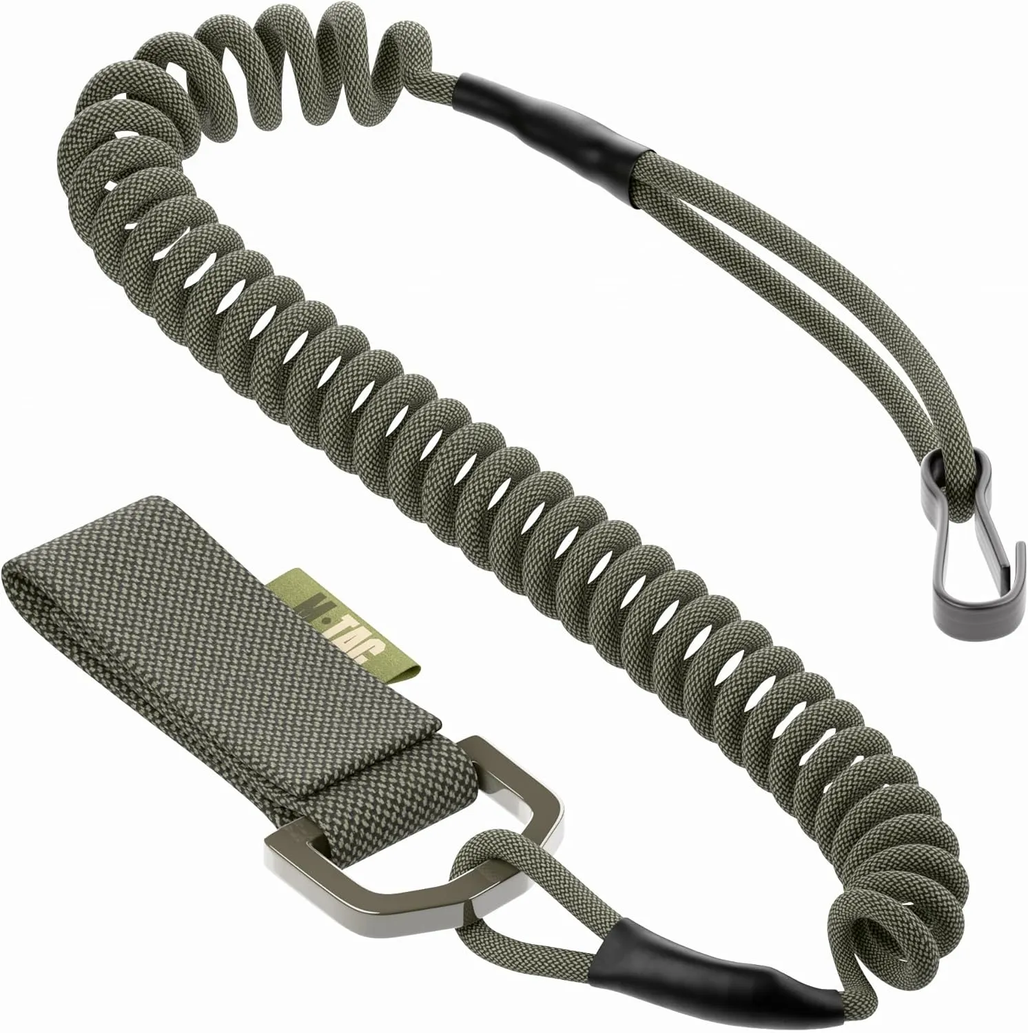 M-Tac Tactical Pistol Lanyard Elastic Coil for Belt or MOLLE with D-Ring Keeper