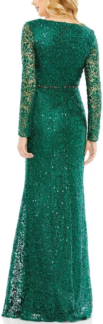 Mac Duggal Womens Lace Embellished Evening Dress