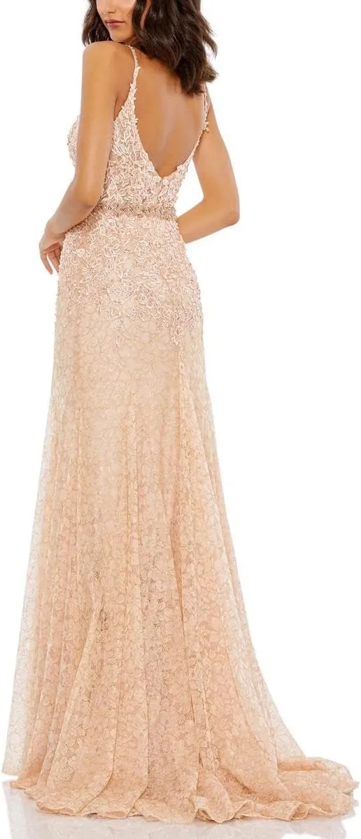 Mac Duggal Womens Lace Embellished Evening Dress