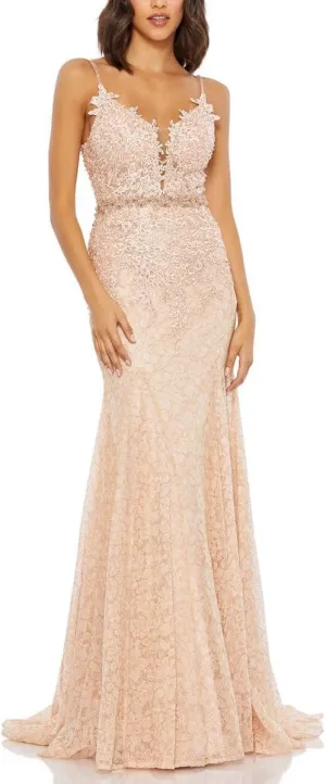 Mac Duggal Womens Lace Embellished Evening Dress