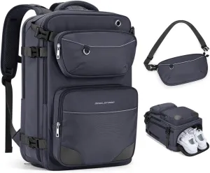 Maelstrom Travel Backpack for Men Women, 35L Carry on Backpack for Traveling on Airplane,with Belt Bag&Shoe Compartment,Waterproof Laptop Backpack fit 17”Laptop-Mystery Grey