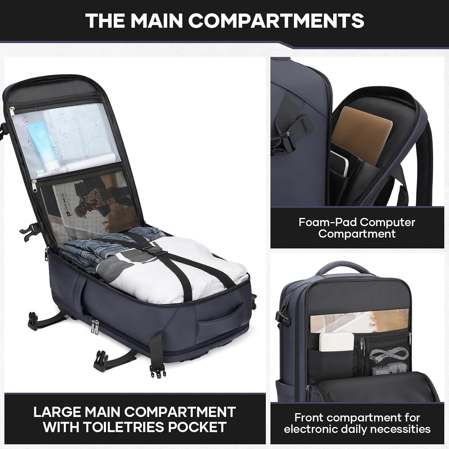 Maelstrom Travel Backpack for Men Women, 35L Carry on Backpack for Traveling on Airplane,with Belt Bag&Shoe Compartment,Waterproof Laptop Backpack fit 17”Laptop-Mystery Grey