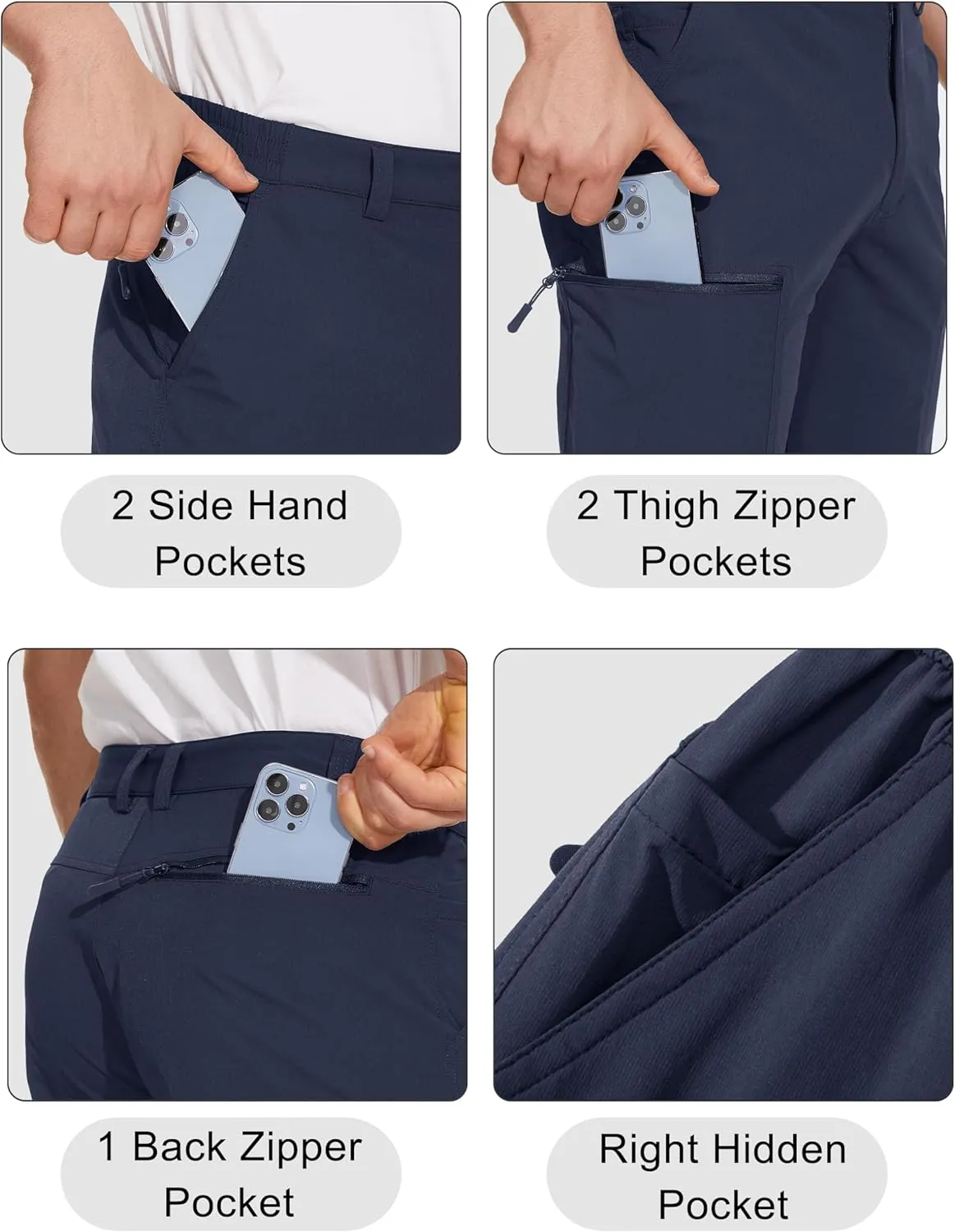 MAGCOMSEN Men's Hiking Pants 6 Pockets,Water Resistant Ripstop Outdoor Pants,Lightweight Quick Dry Fishing Work Pants