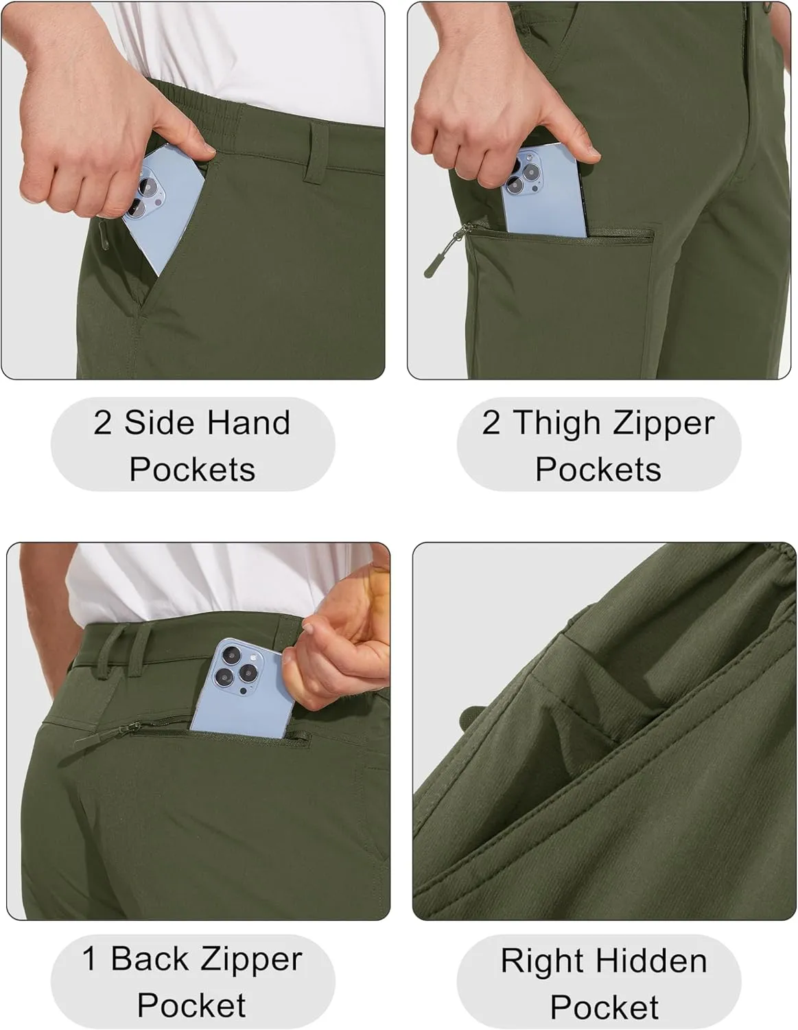 MAGCOMSEN Men's Hiking Pants 6 Pockets,Water Resistant Ripstop Outdoor Pants,Lightweight Quick Dry Fishing Work Pants